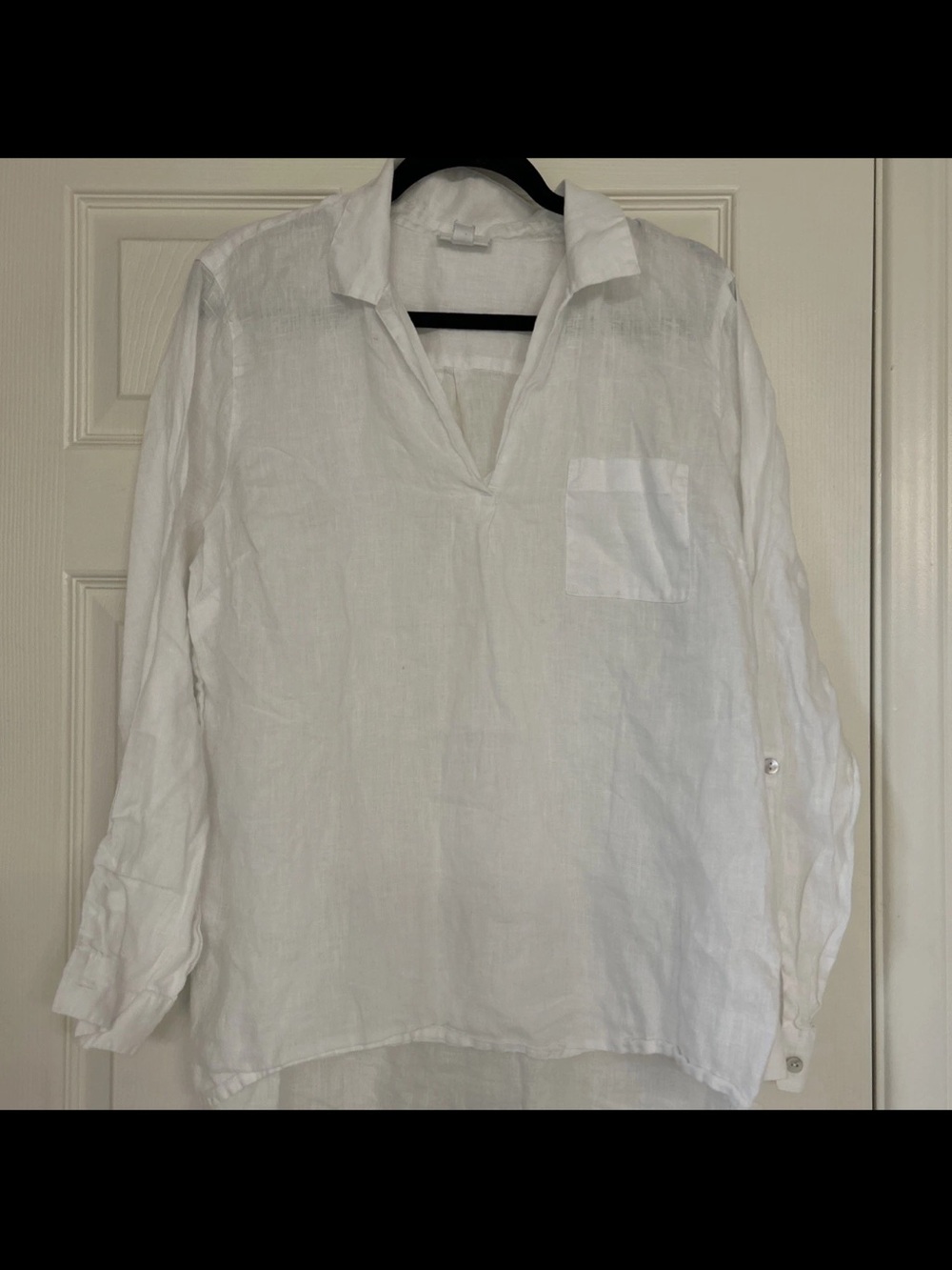 J Jill love linen White Linen Long-Sleeve Casual Shirt size L (B1)